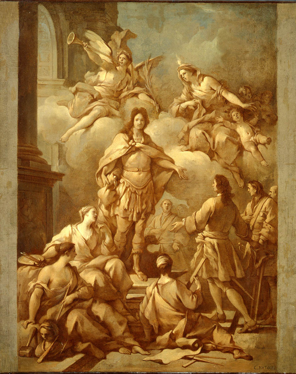 La Charité présentant des officiers et des soldats à Louis XIV